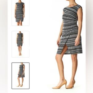 LOFT BLACK AND WHITE
STRIPED FAUX WRAP
SLEEVELESS DRESS SIZE SMALL